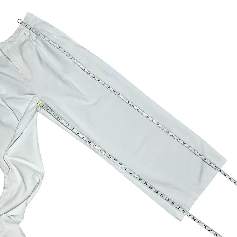 Zara | Women | White Linen Blend Pleated Summer Wide Leg Trousers | Medium